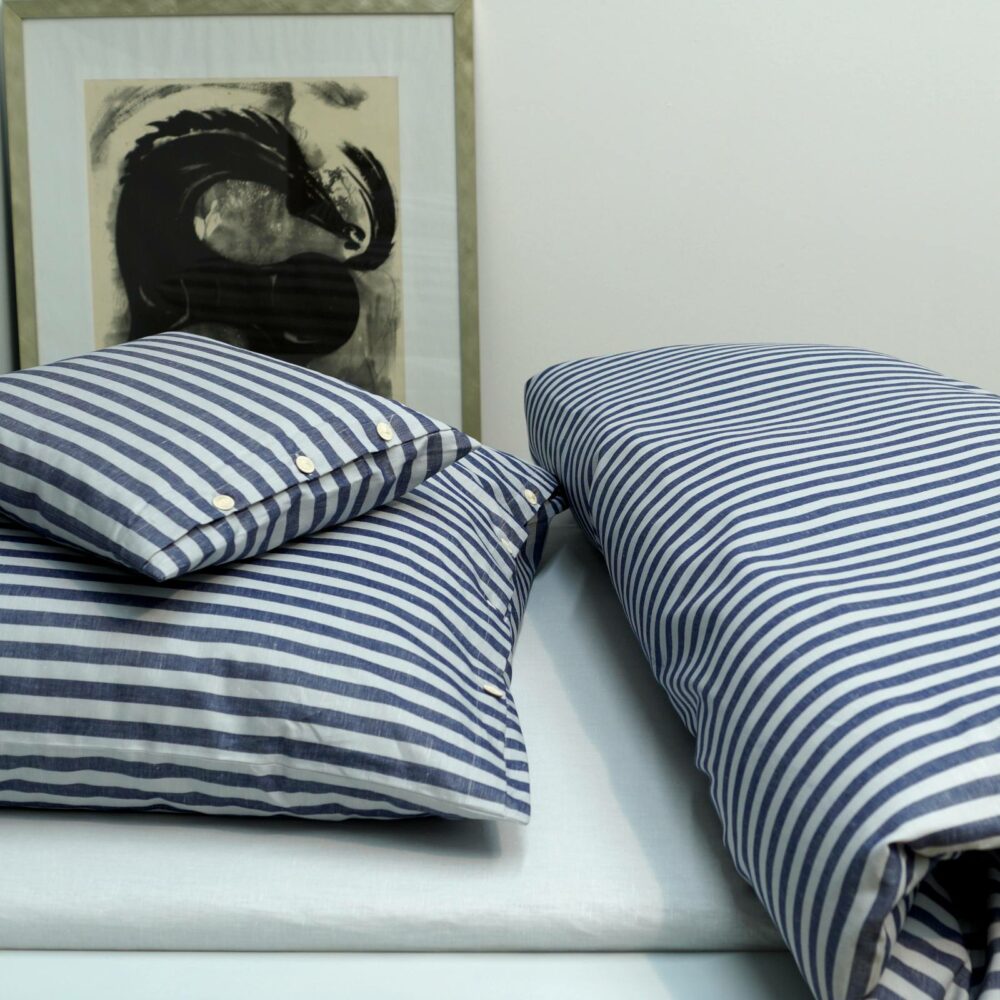 Bettwäsche Traumflachs Sonno in blau/platin